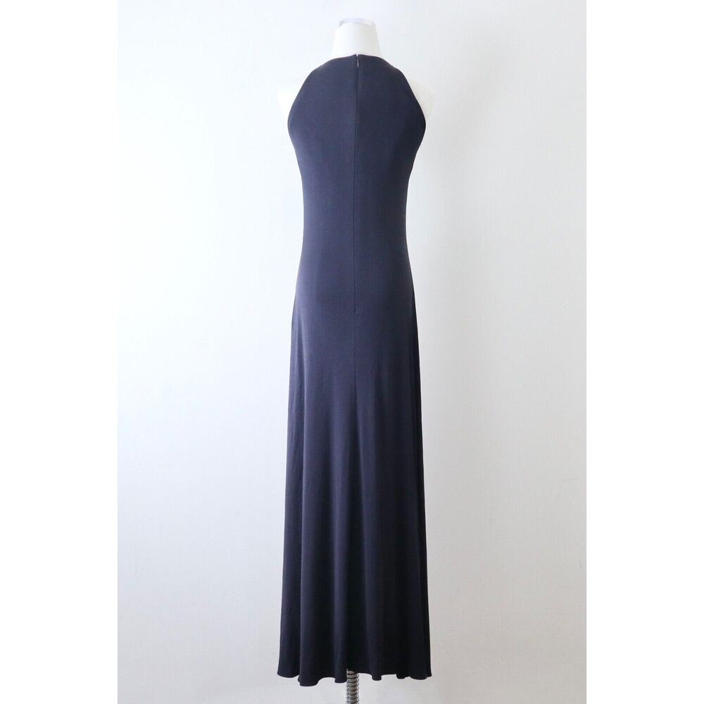 Vintage 1990s Ralph Lauren Collection Size 4 Rayon Jersey Maxi Navy Blue - Picture 7 of 12